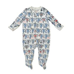 New ROLLER RABBIT Infant Monkey Zipper Footie Sz 3-6 Months